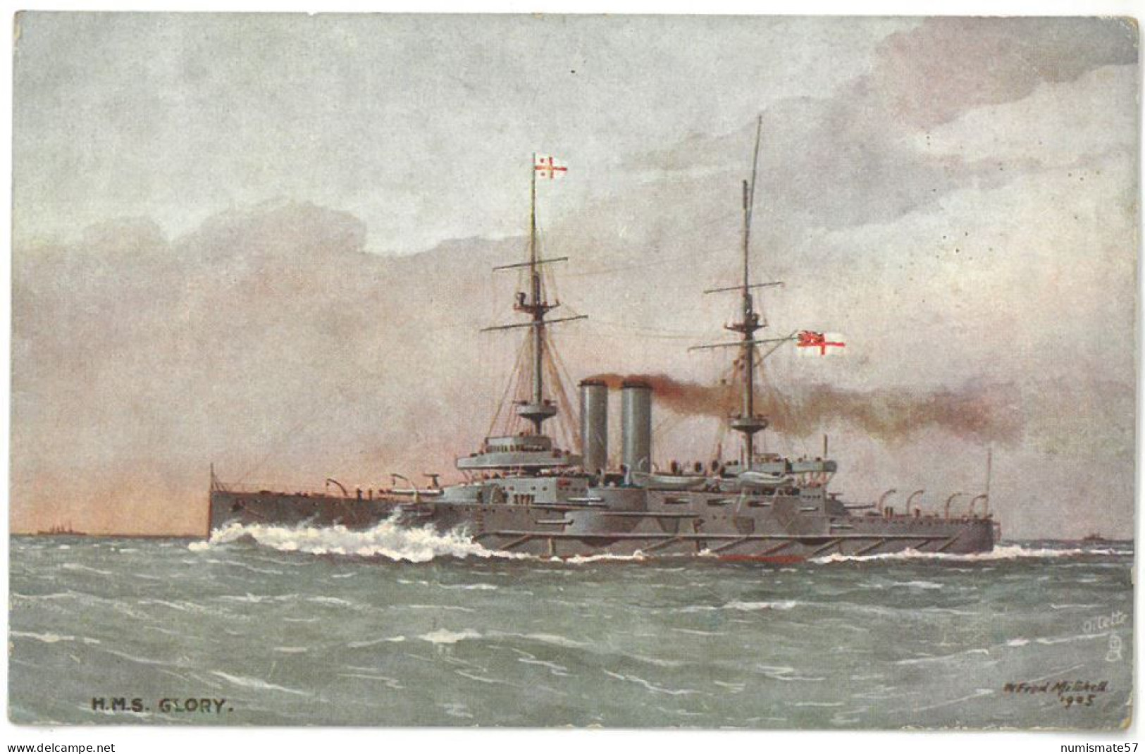 CPA HMS GLORY - Ed. Raphael Tuck & Sons Oilette - Our Ironclads - Series V - Guerra