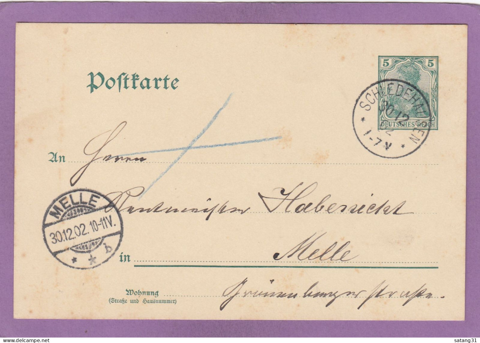 GANZSACHE MIT STEMPEL " SCHLEDEHAUSEN ". - Postkarten