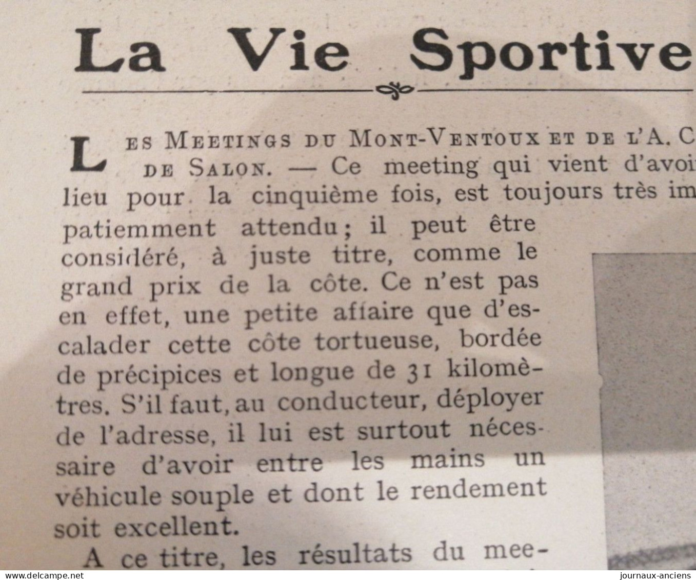 1906 COURSES AUTOMOBILES DU MONT VENTOUX ET DE SALON - MOTOBLOC - ALCYON - COTTEREAU - MIEUSSET - LA VIE ILLUSTRÉE - 1900 - 1949