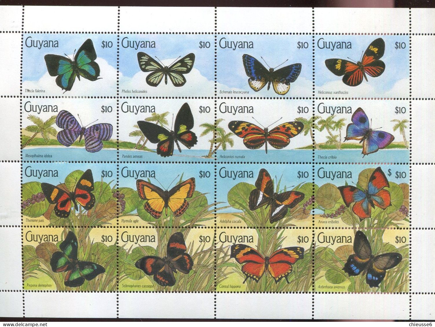 Guyane ** N° 2210 à 2225 - Papillons - Guyana (1966-...)
