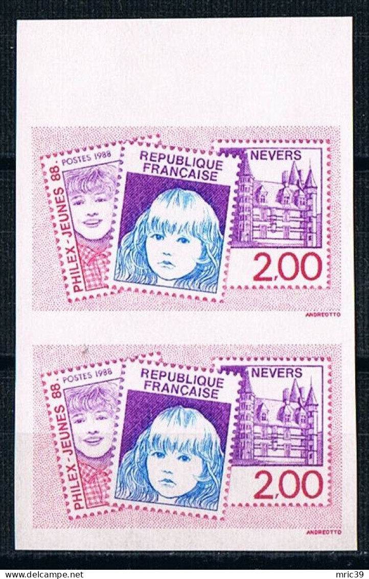 France 1988 N° 2529 Paire  Non Dentelé  IMP  Neuf MNH ** Nevers Philex Jeunes - 1981-1990