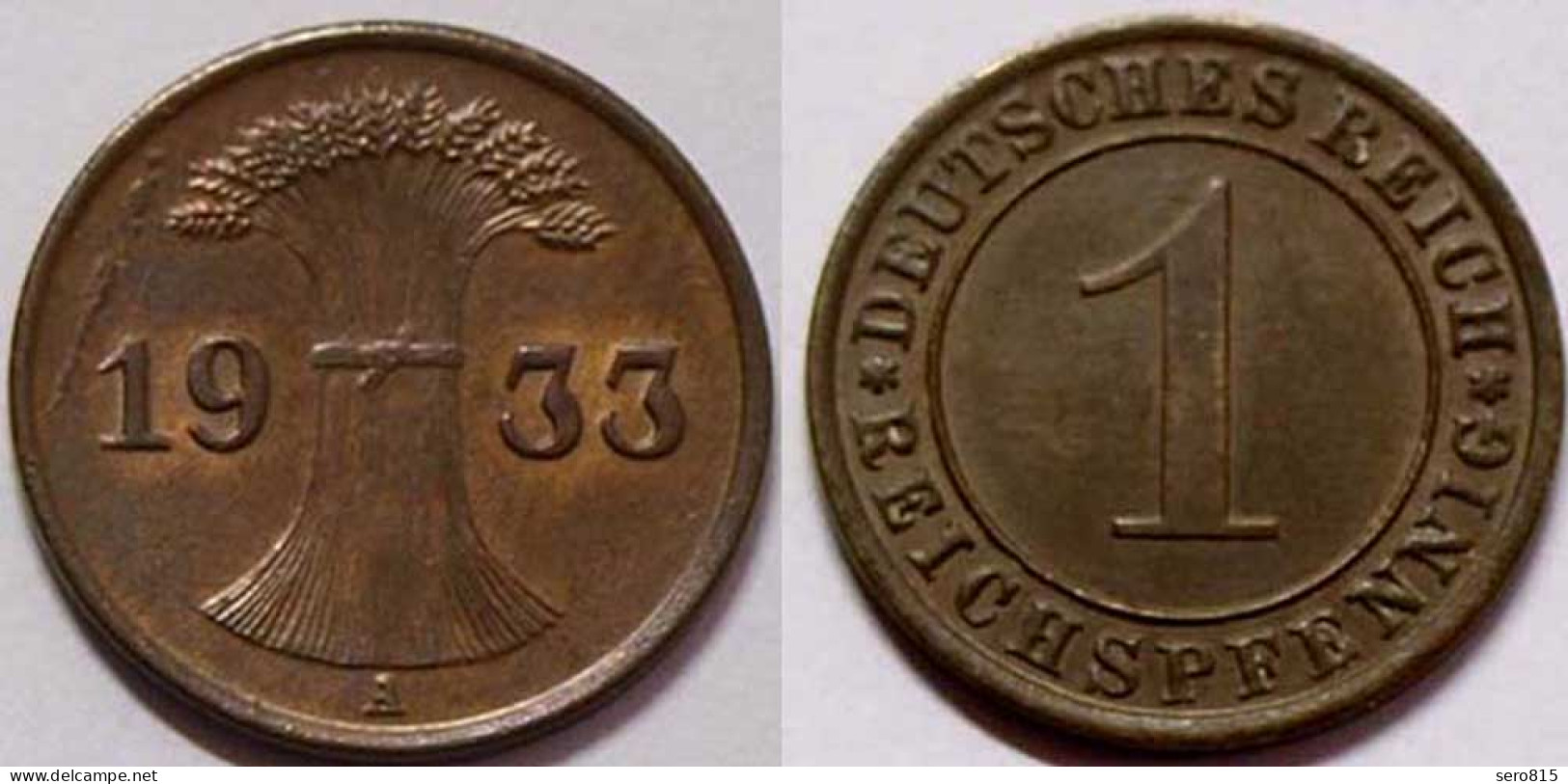 1 Reichspfennig 1933 A - D. Reich Jäger Nr. 313 Erhaltung   (b399 - 1 Rentenpfennig & 1 Reichspfennig
