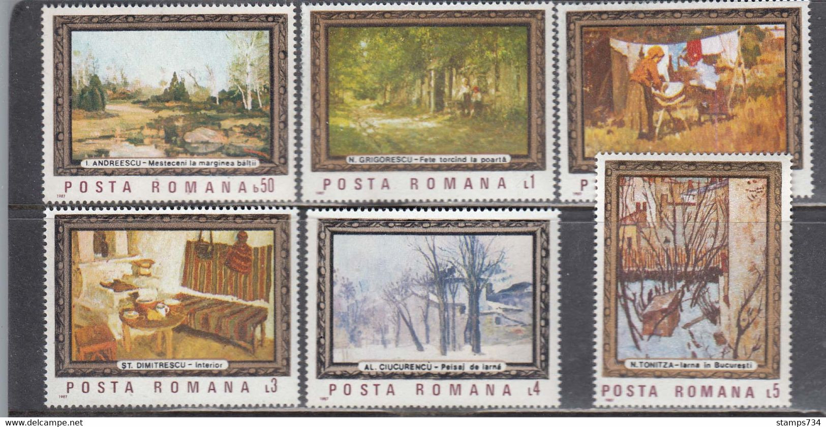 Romania 1987 - Painting, Mi-Nr. 4332/37, MNH** - Ungebraucht