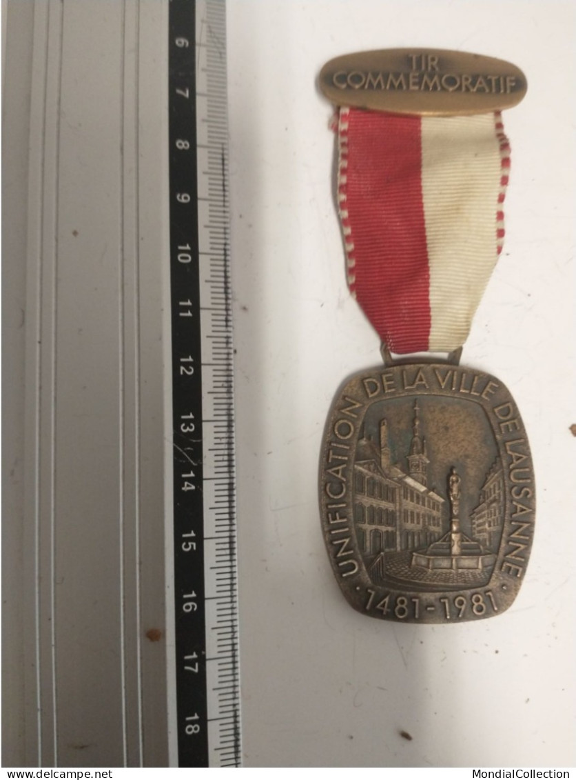 INSIGNE MEDAILLE TIR COMMEMORATIF VILLE LAUSANNE SUISSE 1481 - 1981 HUGUENIN LE LOCLE - Sonstige & Ohne Zuordnung