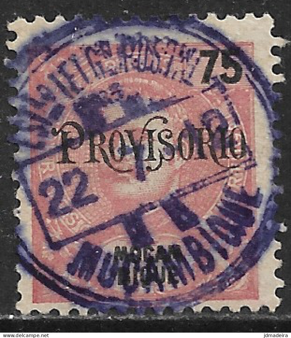 Mocambique – 1903 King Carlos Overprinted PROVISORIO 75 Réis R Cancel - Mosambik
