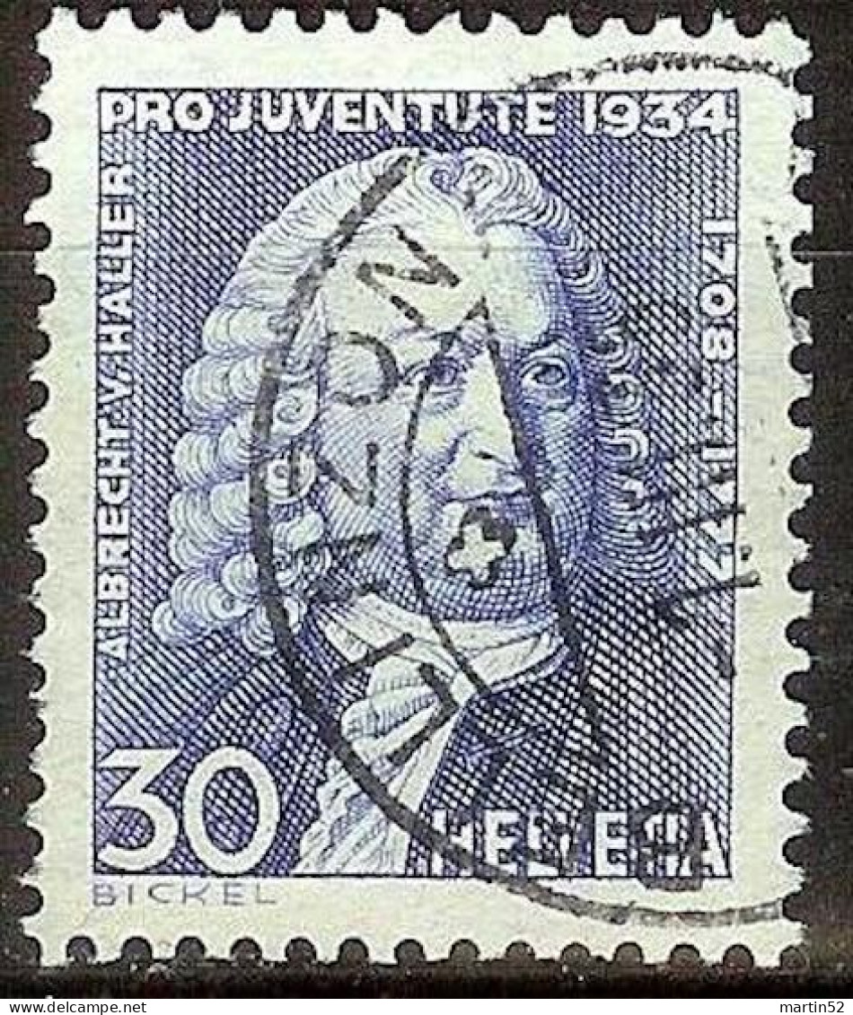 Schweiz Suisse Pro Juventute 1934: Albrecht Haller Zu WI 72 Mi 284 Yv 281 Mit ⊙ BELLINZONA 1.III.35 (Zumstein CHF 14.00) - Used Stamps