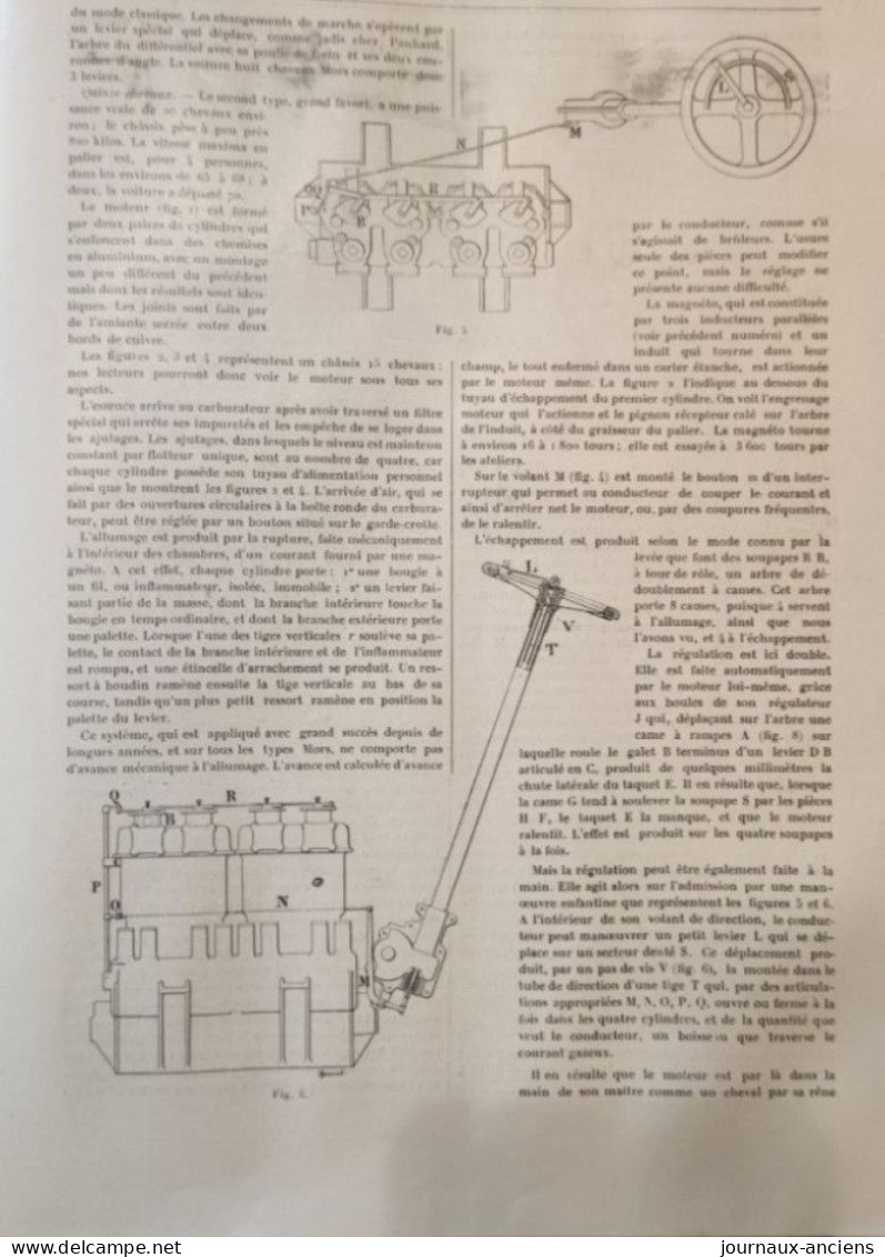 1902 Revue Automobile "  LA LOCOMOTION " - LES VOITURES MORS 15 Chevaux Et 8 Chevaux - Moteur - Chassis - 1900 - 1949