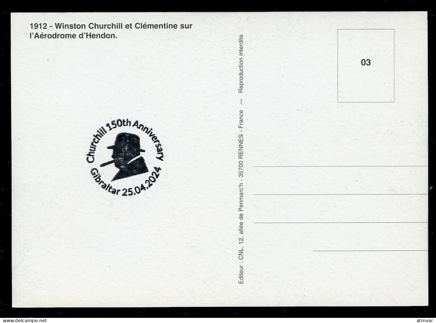 GIBRALTAR (2024) Carte Maximum Card - Winston S. Churchill 150th Anniversary, Aerodrome D'Hendon, Airplan, Biplan - Gibilterra
