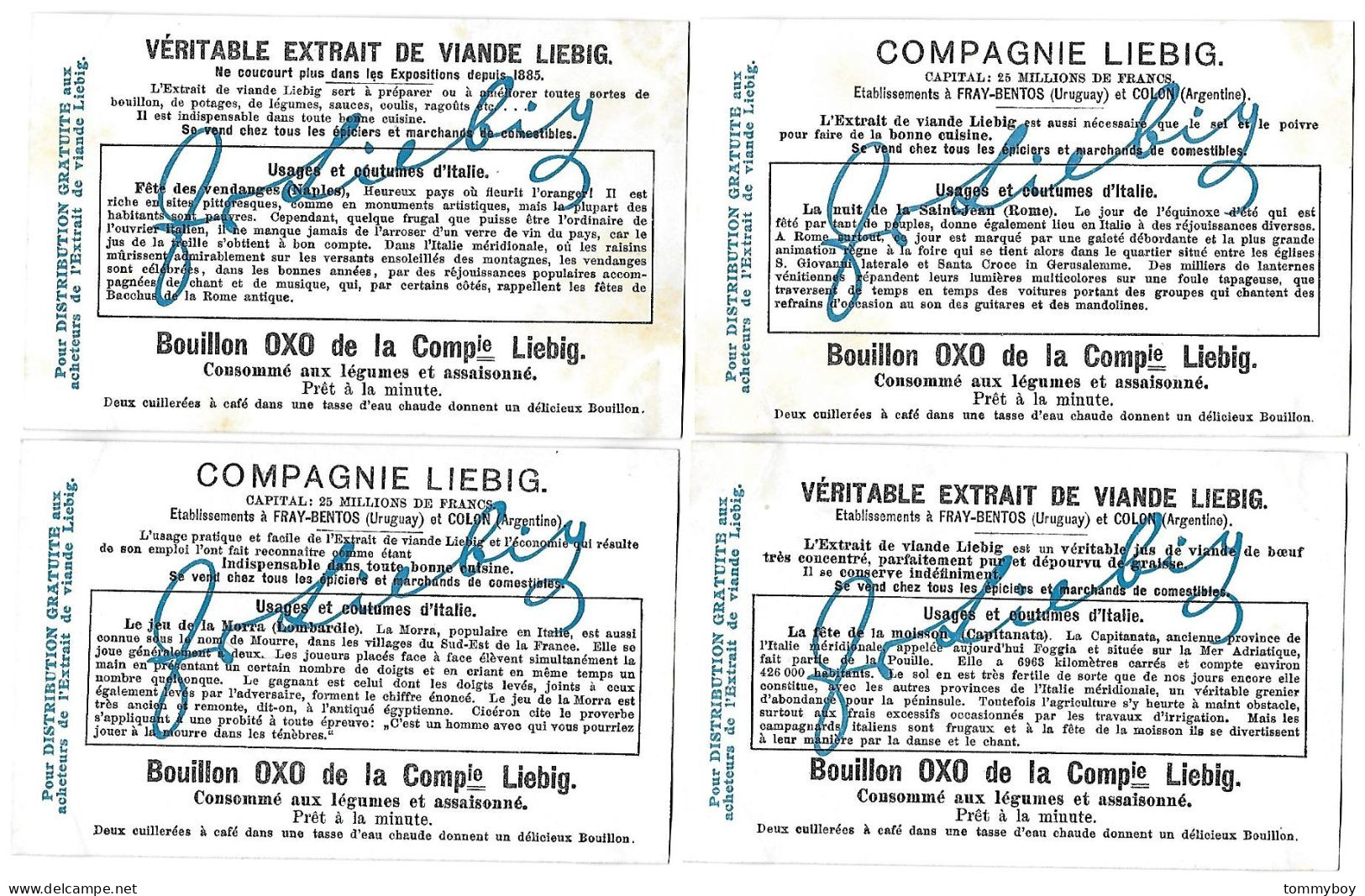 S 911, Liebig 6 Cards, Scènes D'Italie (spots On Backsites) - Liebig