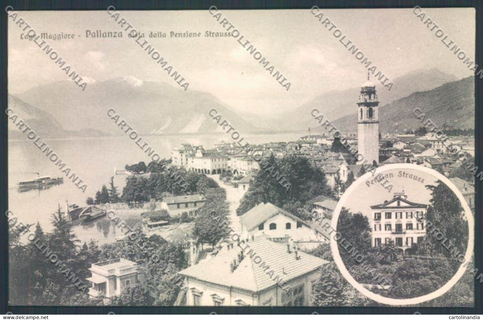 Verbania Pallanza Battello Pensione Strauss Cartolina ZQ6338 - Verbania