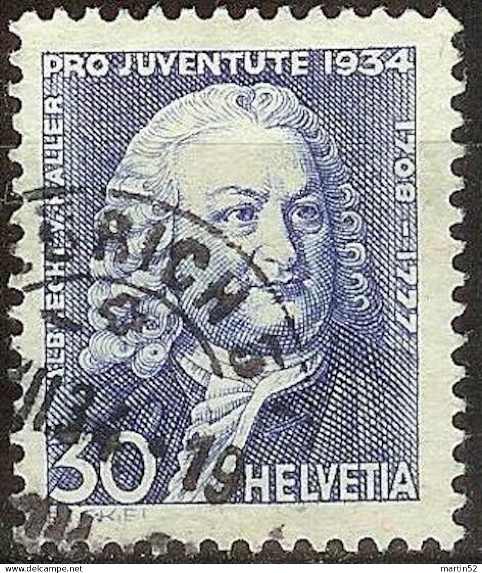 Schweiz Suisse Pro Juventute 1934: Albrecht Haller Zu WI 72 Mi 284 Yv 281 Mit Stempel ZÜRICH 3 ?.XII.34 (Zu CHF 14.00) - Used Stamps