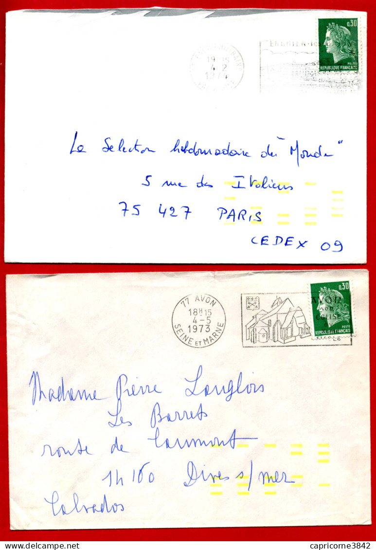 1974 - 2 Enveloppes - Essai D'automatisation Du Courrier - Tirets Barres Fluo - Autres & Non Classés