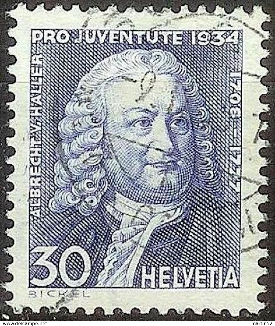 Schweiz Suisse Pro Juventute 1934: Albrecht Haller Zu WI 72 Mi 284 Yv 281 Mit Stempel Vom 9.II.35 (Zumstein CHF 14.00) - Used Stamps