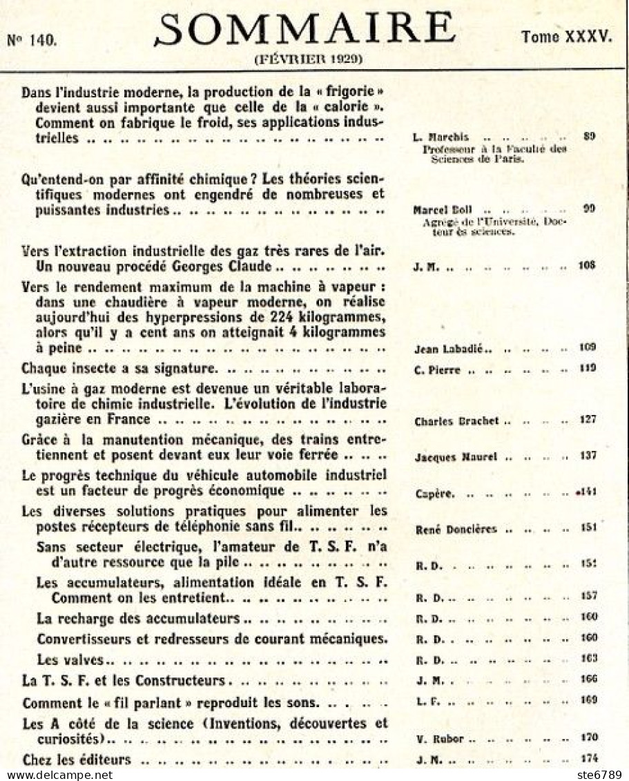 LA SCIENCE ET LA VIE 1929 N° 140 Février - 1900 - 1949