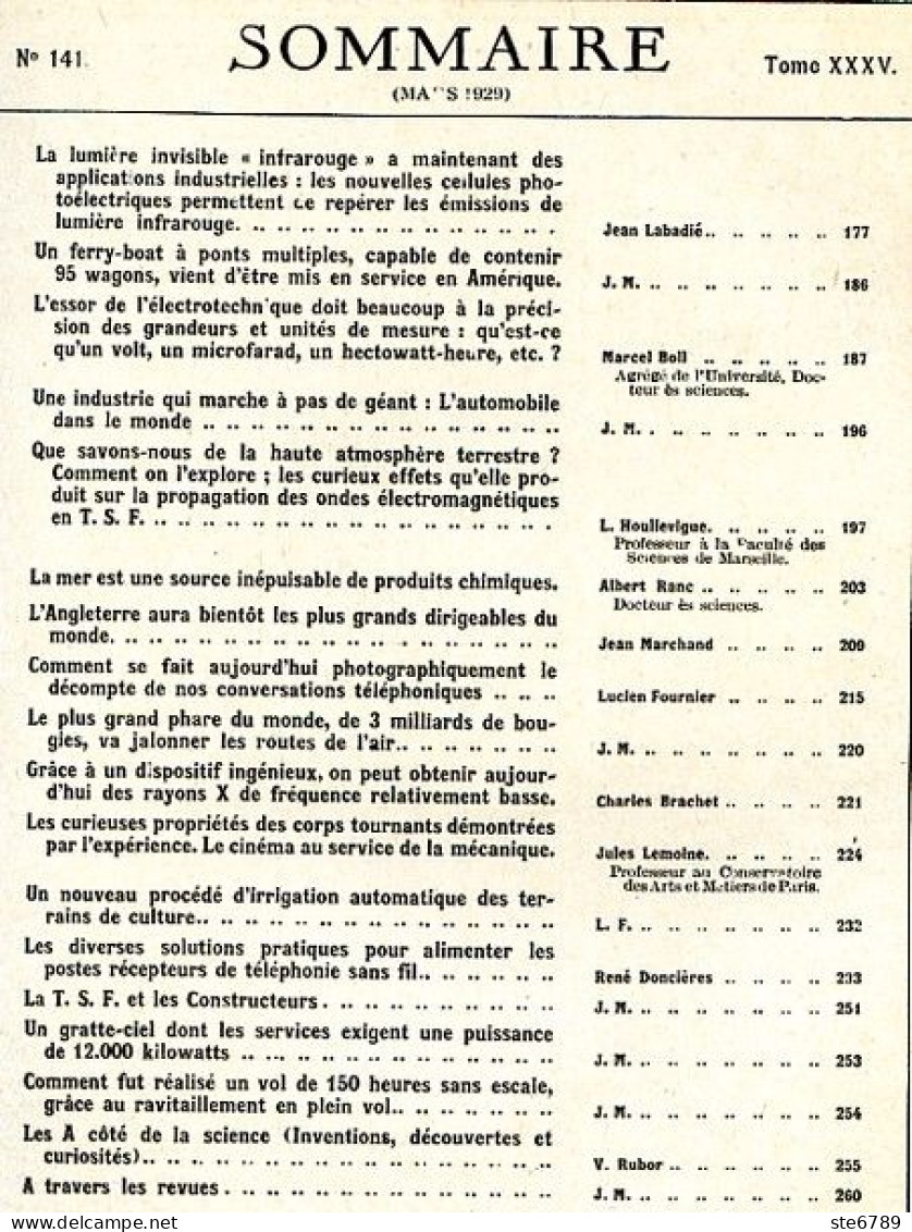 LA SCIENCE ET LA VIE 1929 N° 141 Mars - 1900 - 1949