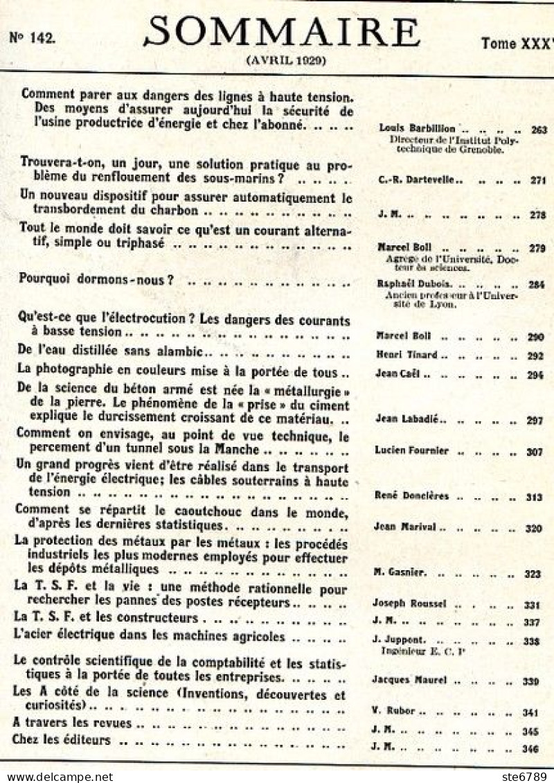 LA SCIENCE ET LA VIE 1929 N° 142 Avril - 1900 - 1949