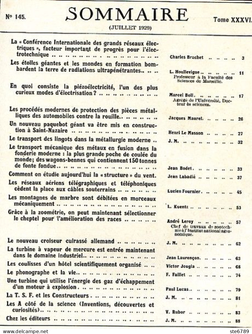 LA SCIENCE ET LA VIE 1929 N° 145 Juillet - 1900 - 1949