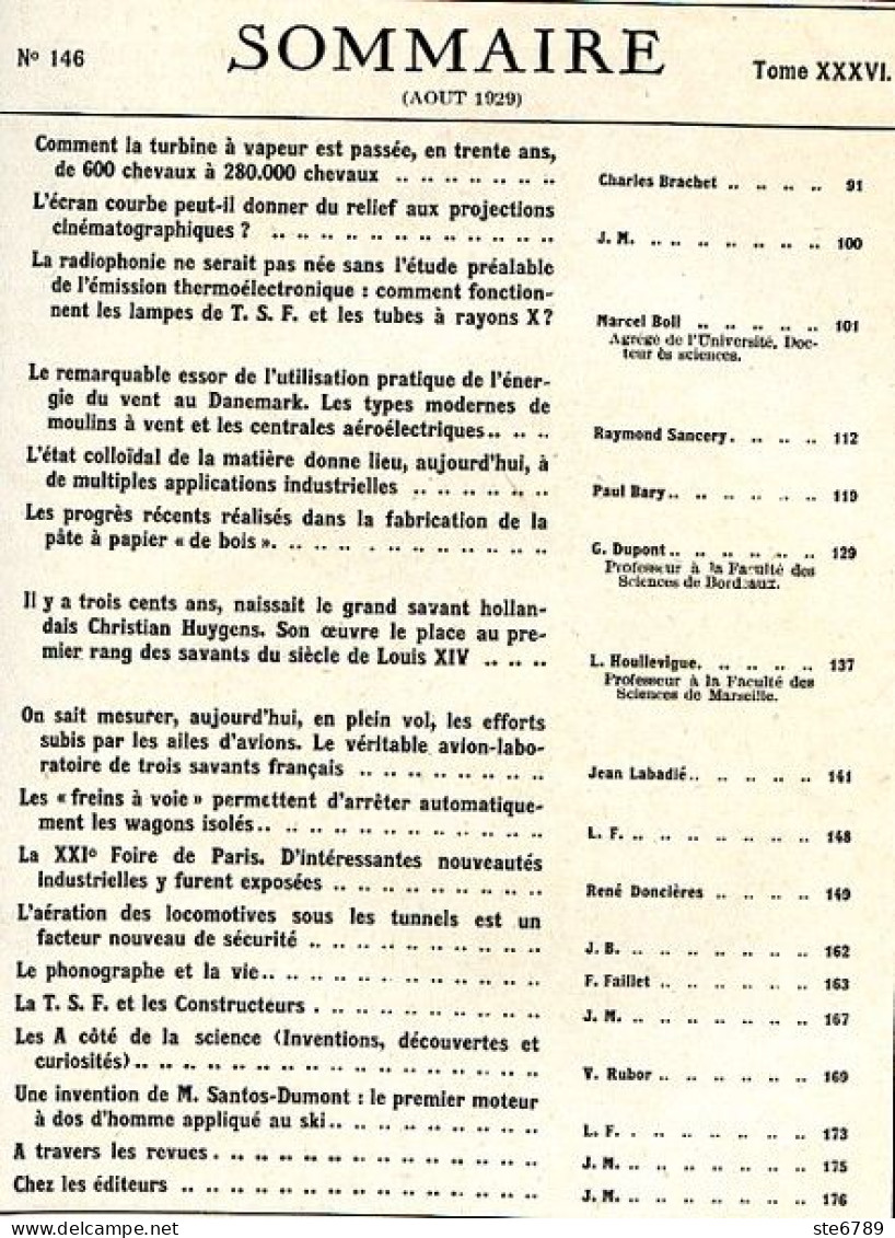LA SCIENCE ET LA VIE 1929 N° 146 Aout - 1900 - 1949