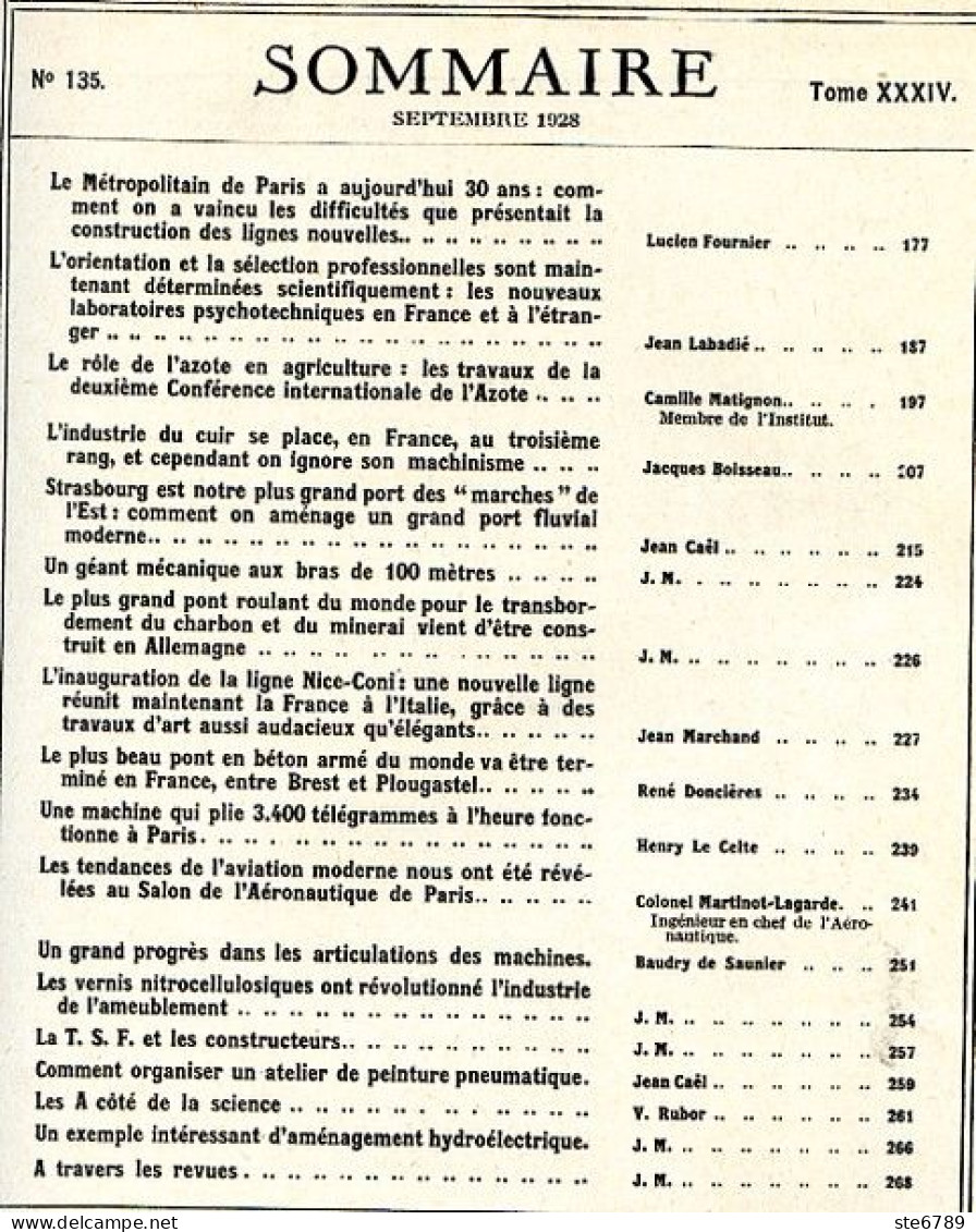 LA SCIENCE ET LA VIE 1928 N° 135 Septembre - 1900 - 1949