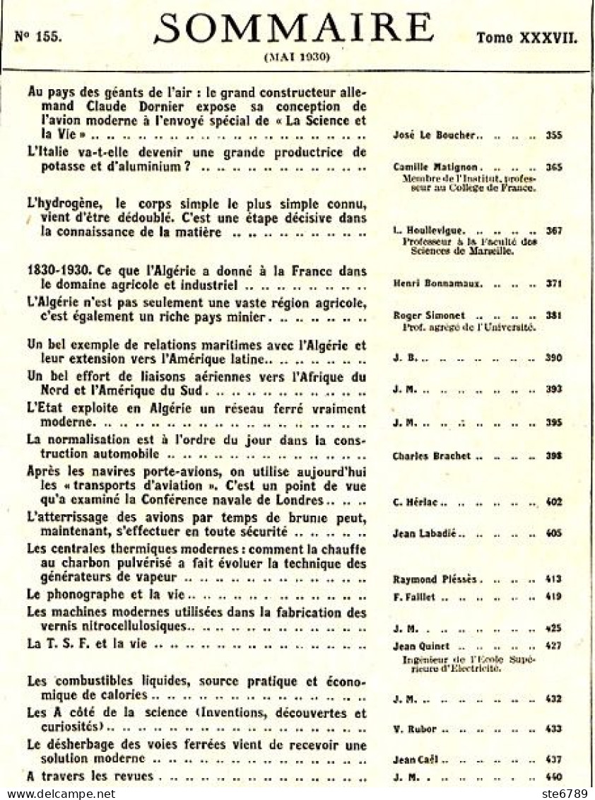 LA SCIENCE ET LA VIE 1930 N° 155 Mai - 1900 - 1949