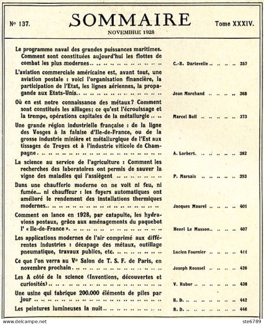 LA SCIENCE ET LA VIE 1928 N° 137 Novembre - 1900 - 1949