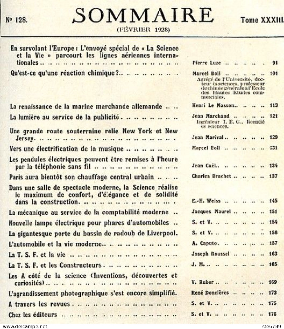 LA SCIENCE ET LA VIE 1928 N° 128 Février - 1900 - 1949