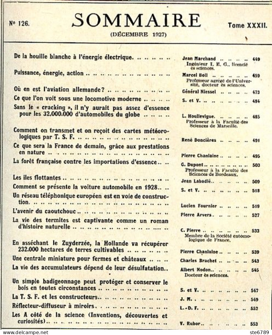 LA SCIENCE ET LA VIE 1927 N° 126 Décembre Numéro De Noel - 1900 - 1949