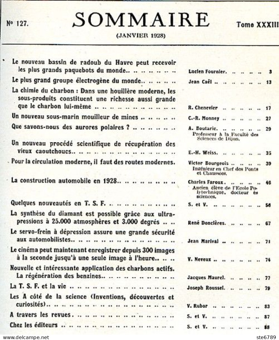 LA SCIENCE ET LA VIE 1928 N° 127 Janvier - 1900 - 1949