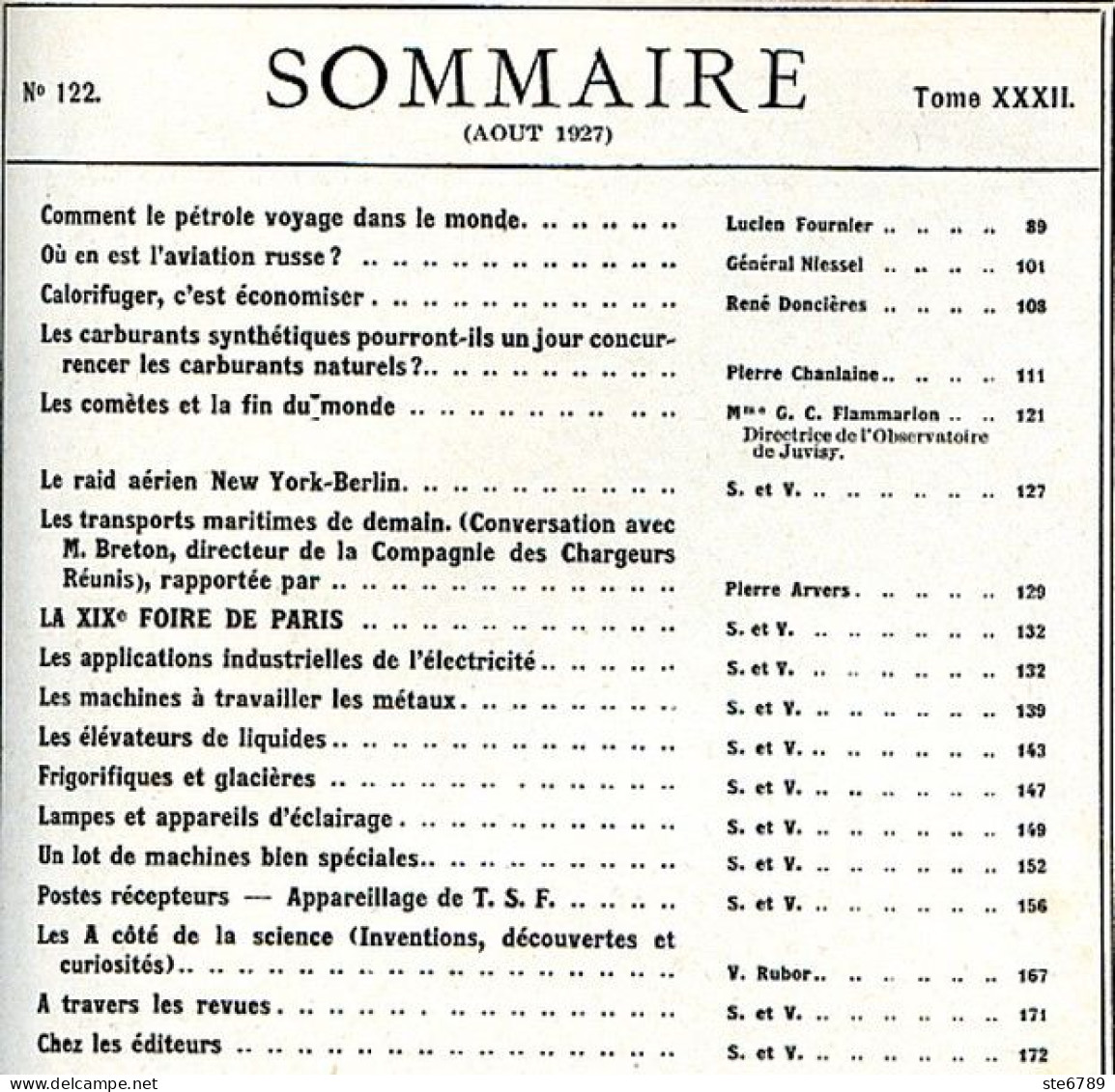 LA SCIENCE ET LA VIE 1927 N° 122 Aout - 1900 - 1949