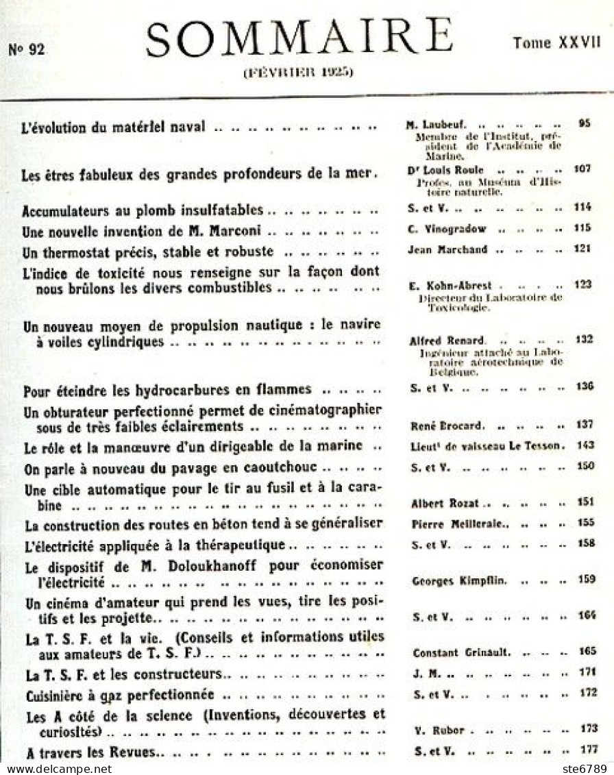 LA SCIENCE ET LA VIE 1925 N° 92 Fevrier - 1900 - 1949