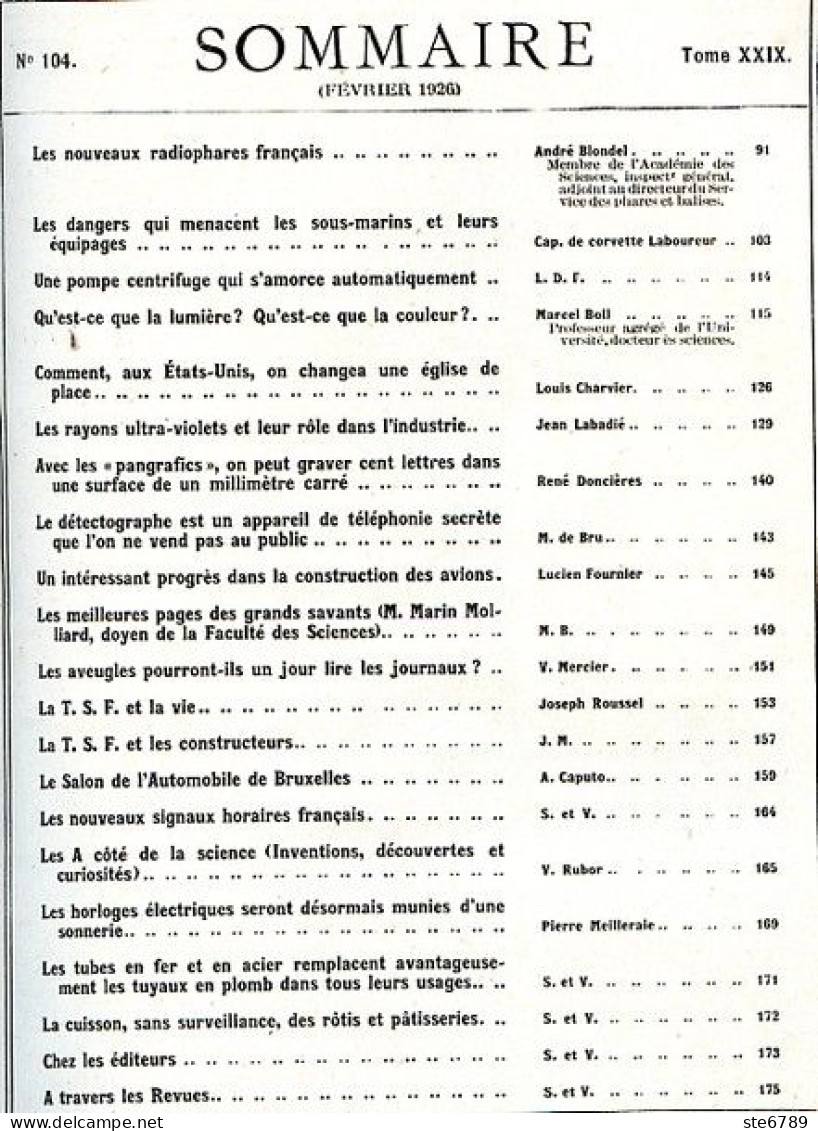 LA SCIENCE ET LA VIE 1926 N° 104 Février - 1900 - 1949