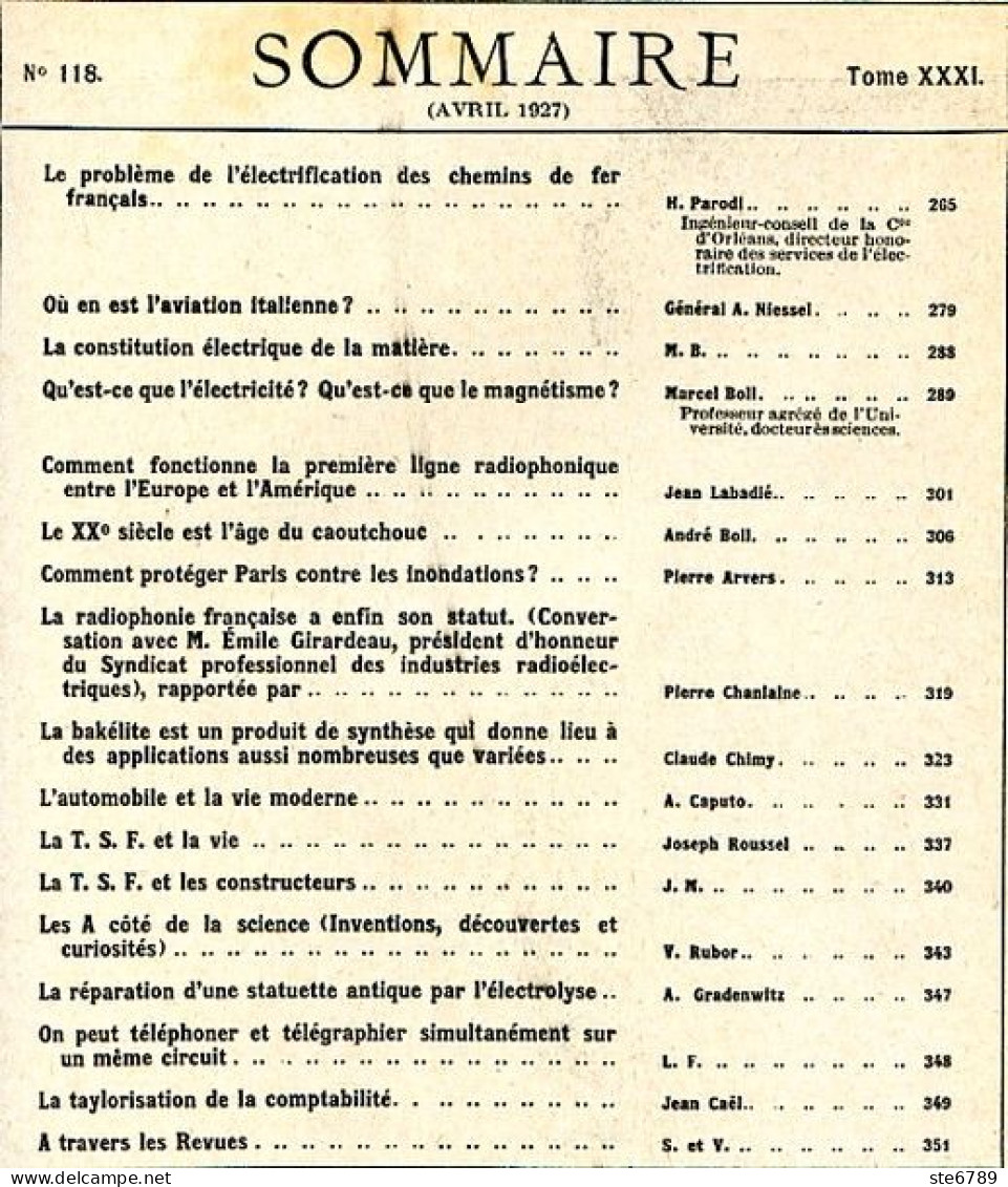 LA SCIENCE ET LA VIE 1927 N° 118 Avril - 1900 - 1949