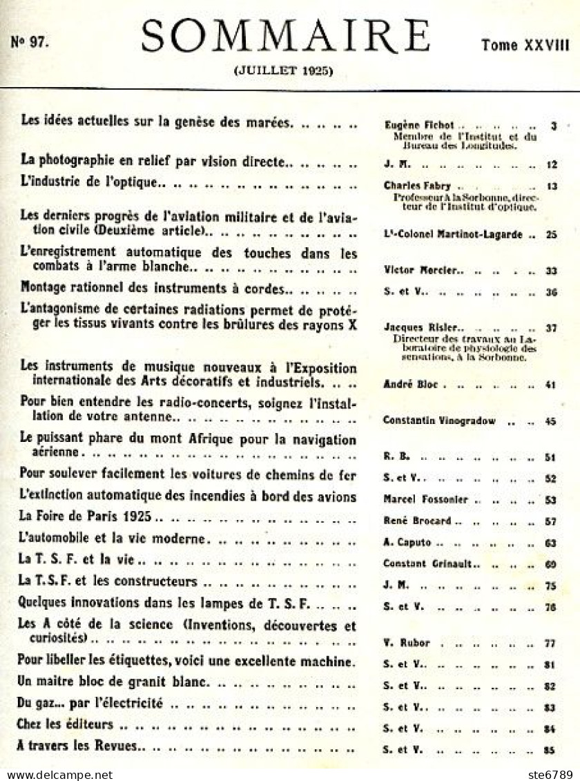 LA SCIENCE ET LA VIE 1925 N° 97 Juillet - 1900 - 1949