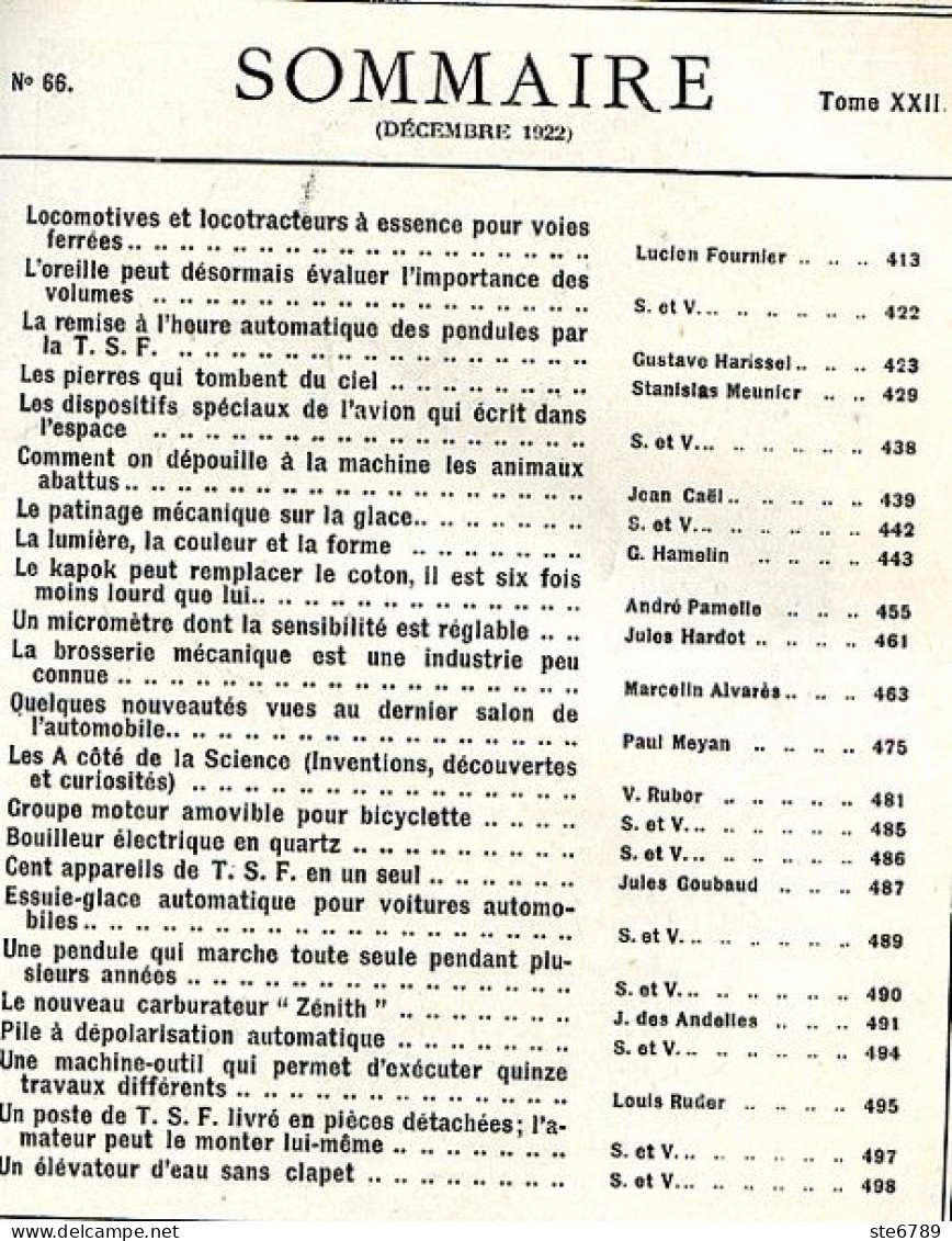 LA SCIENCE ET LA VIE 1922 N° 66 Decembre - 1900 - 1949