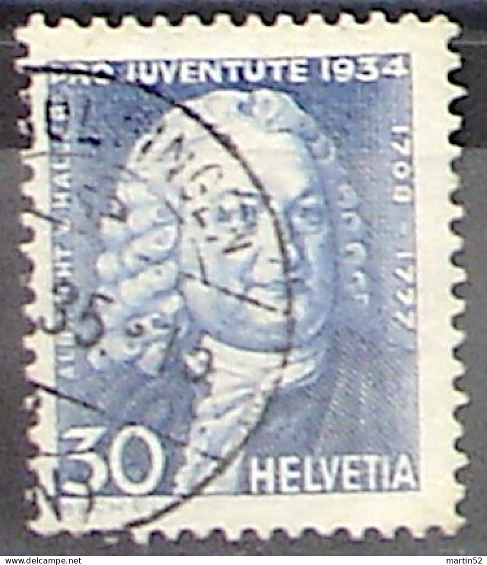 Schweiz Suisse Pro Juventute 1934: Albrecht Haller Zu WI 72 Mi 284 Yv 281 Mit Stempel KONOLFINGEN.35 BERN (Zu CHF 14.00) - Oblitérés