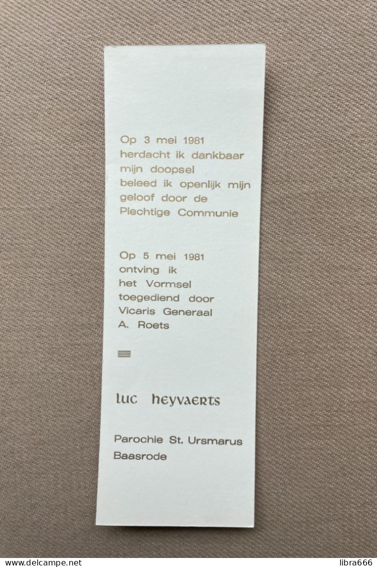 Communie - HEYVAERTS Luc - 1981 - St. Ursmarus - BAASRODE - Vicaris Generaal A. Roets - Communie