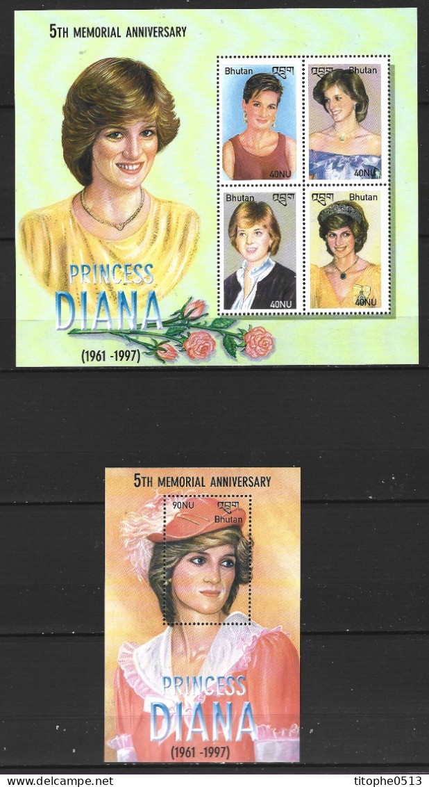 BHOUTAN. N°1708-11 & BF 435 De 2003. Lady Di/Diana. - Royalties, Royals