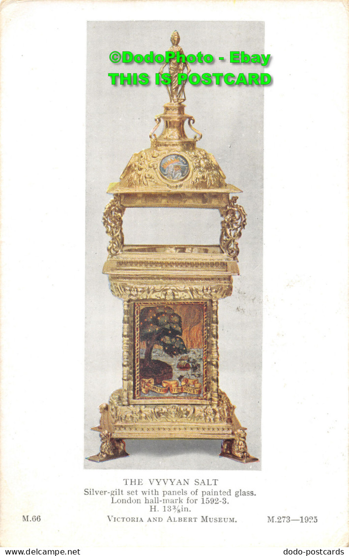 R437662 The Vyvyan Salt. Silver Gilt Set With Panels Of Painted Glass. London Ha - Other & Unclassified