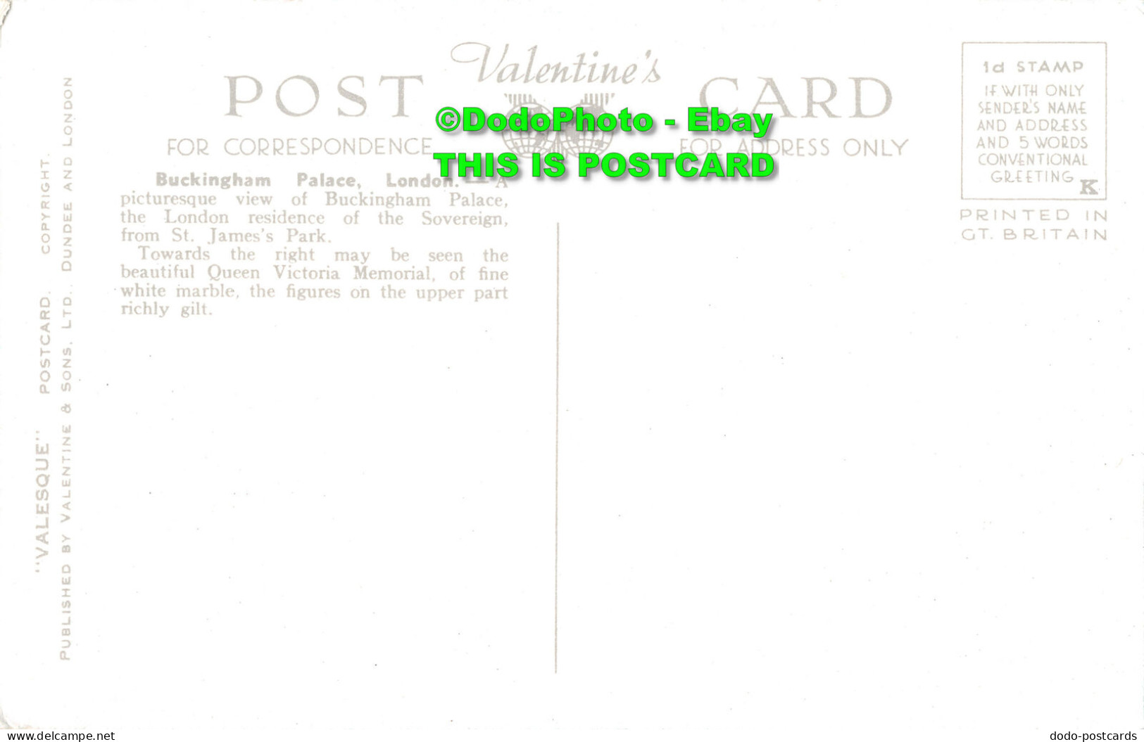R437462 London. Buckingham Palace. Valentine. Valesque - Other & Unclassified