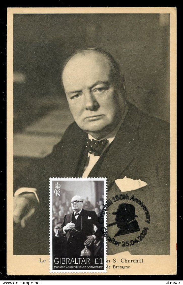 GIBRALTAR (2024) Carte Maximum Card - Winston S. Churchill 150th Anniversary - Gibilterra