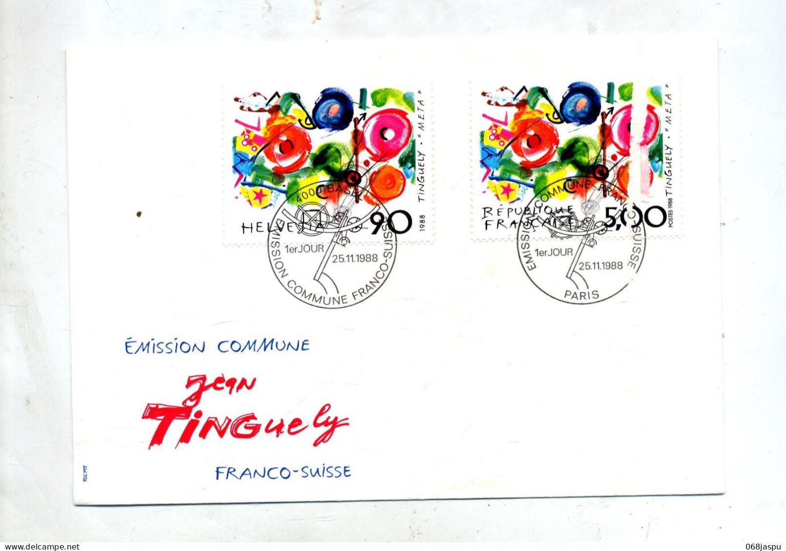 Lettre Fdc Paris Bale Tinguely - FDC