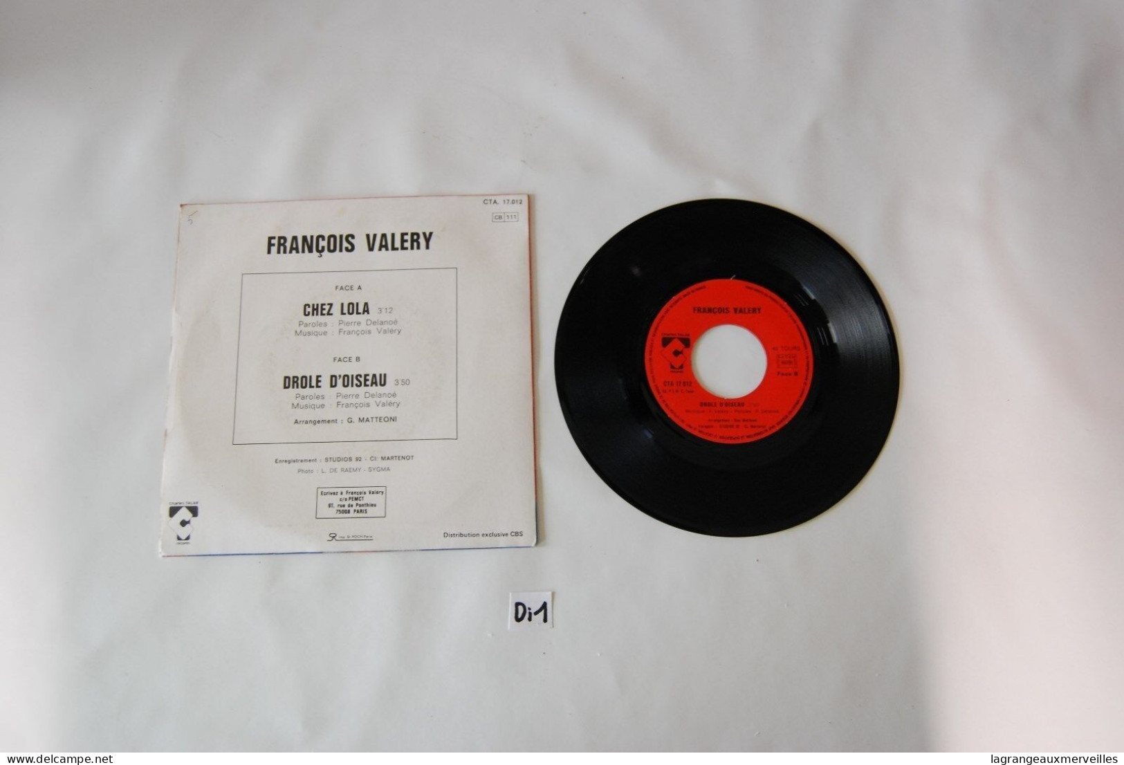 Di1- Vinyl 45 T - François Valery - Chez Lola - Sonstige - Franz. Chansons