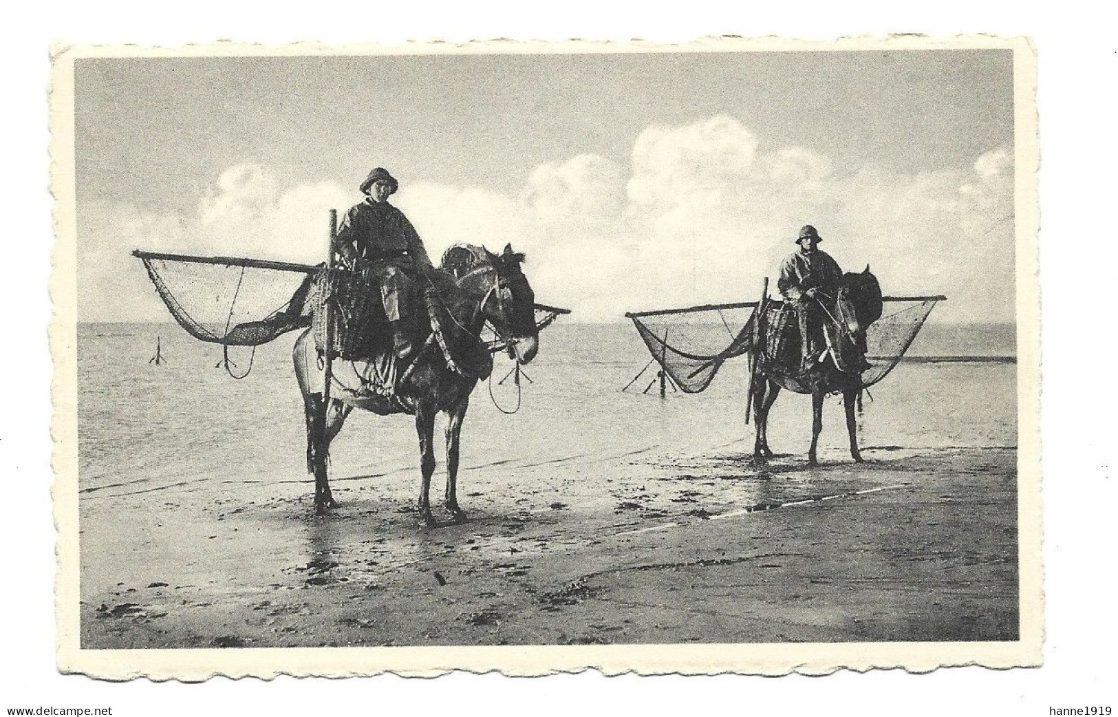 Westende Pferd Paard Horse Cheval Garnaalvissers Pêcheurs De Crevettes Briefstempel 1954 Westende Htje - Westende