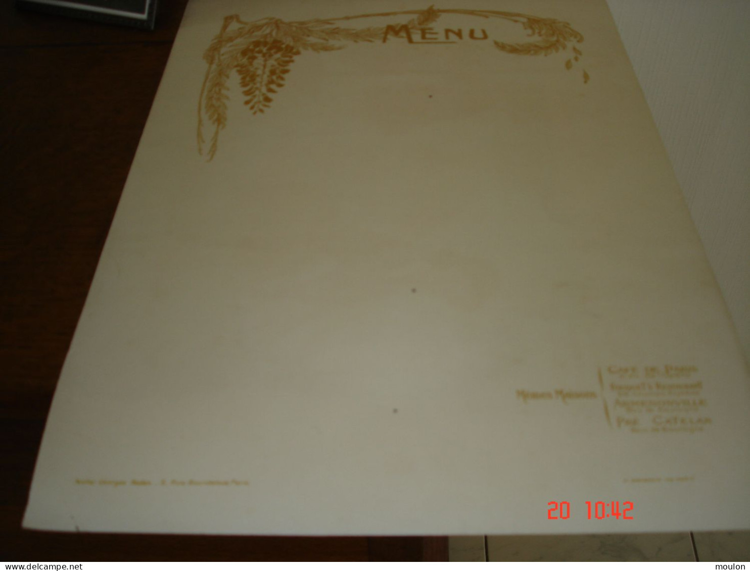 Menu Illustre Par REDON Pour Le Fouquet's-Pre Catalan Cafe De Paris...A Quelle Heure Va-on Bouffer (30cm/45) 2 Scans - Menú