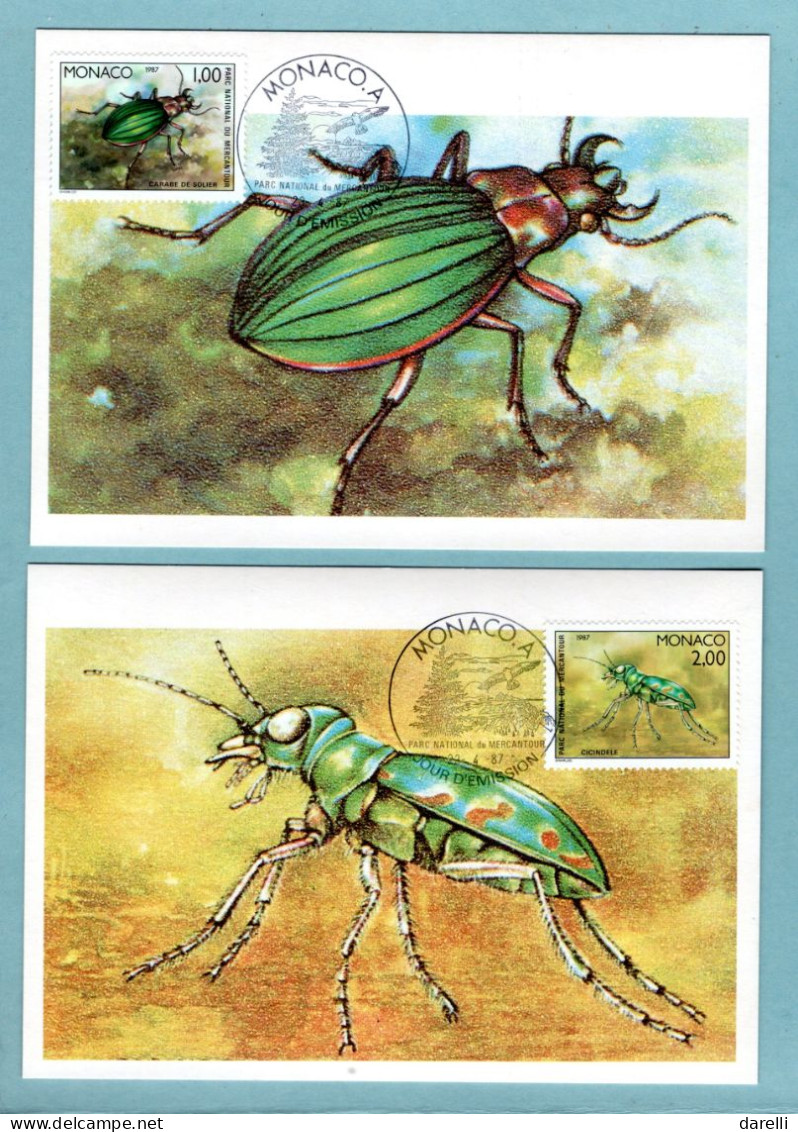 Carte Maximum Monaco 1987 - Faune - Insectes Du Parc National Du Mercantour - YT 1567 à 1572 - Cartas Máxima