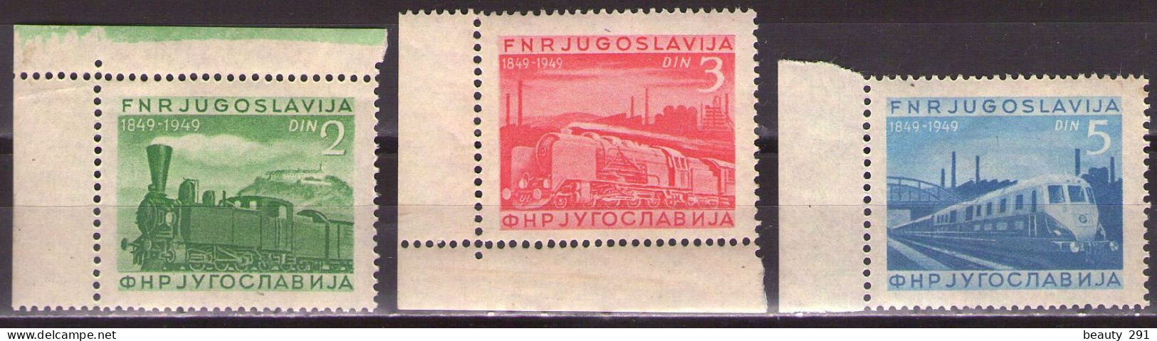 Yugoslavia 1949 - Railway,trains Mi 583-585 - MNH**VF - Neufs