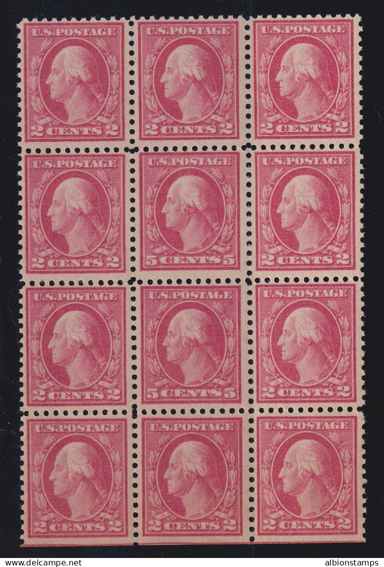 US, Scott 505, MNH Double Error Block Of 12 With Normal - Unused Stamps