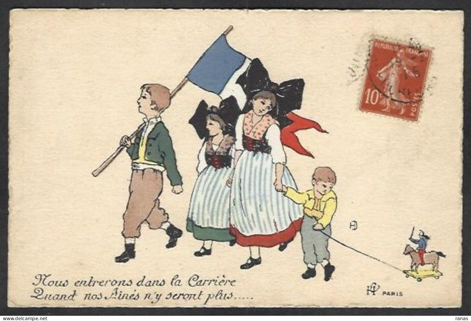 CPA Alsace Kaiser Allemagne Germany Caricature Patriotique Circulé - Patriotic