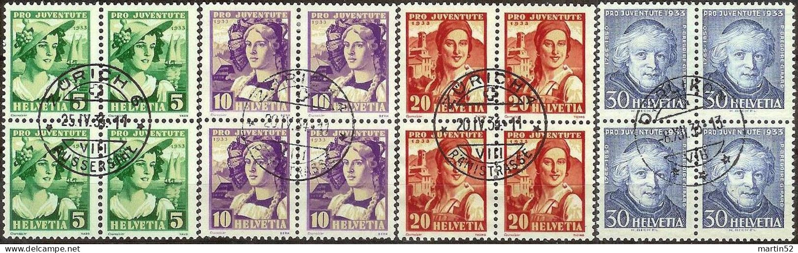 Schweiz Suisse Pro Juventute 1933: Zu WI65-68 Mi 266-269 Yv 267-270 ⊙ ZÜRICH & OERLIKON (Zumstein CHF 130.00) - Used Stamps