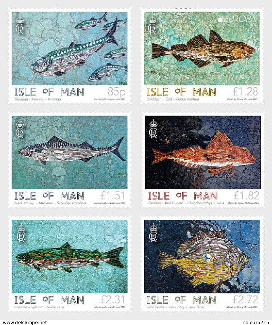 Isle Of Man 2024 Marine Mosaics By Kimmy McHarrie (Include Europa CEPT) Stamps 6v MNH - Isola Di Man